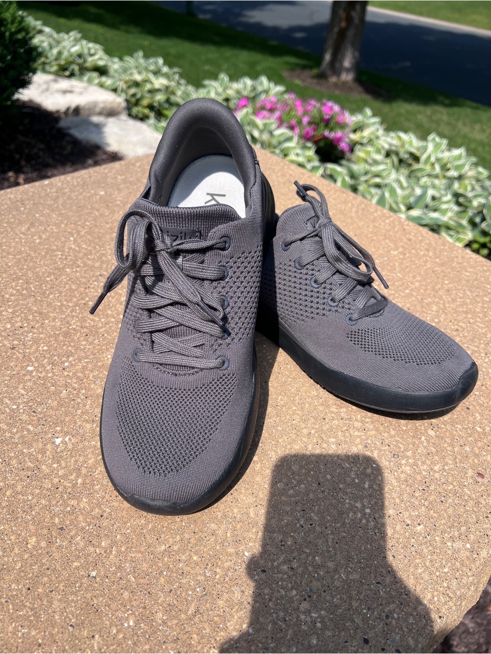 KURU Men's Charcoal Knit Lace-Up Sneakers